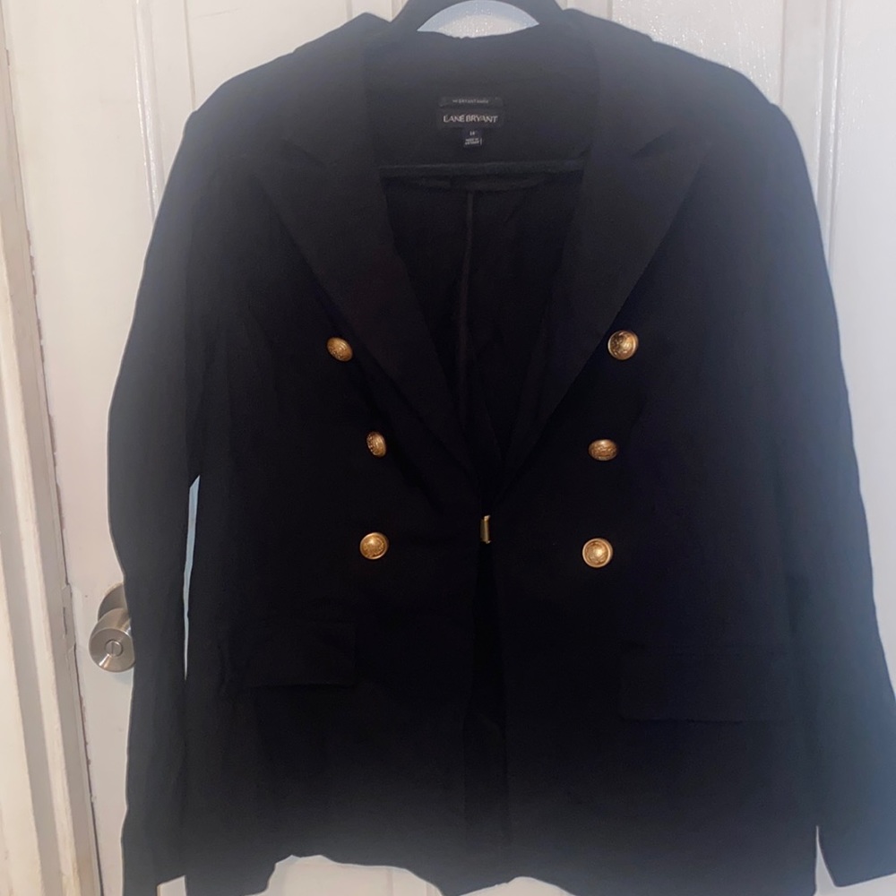 EUC Lane Bryant Black Blazer with Gold Buttons